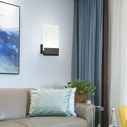 Modern black led wall lamp with frosted glass for bedroom