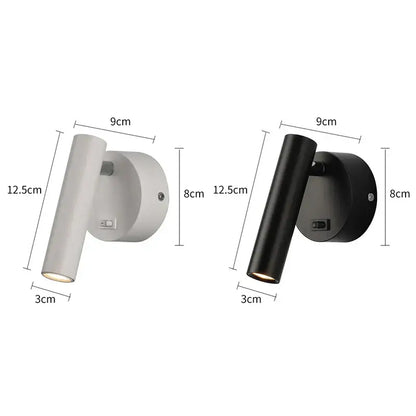 Modern black led wall lamps adjustable bedroom reading light