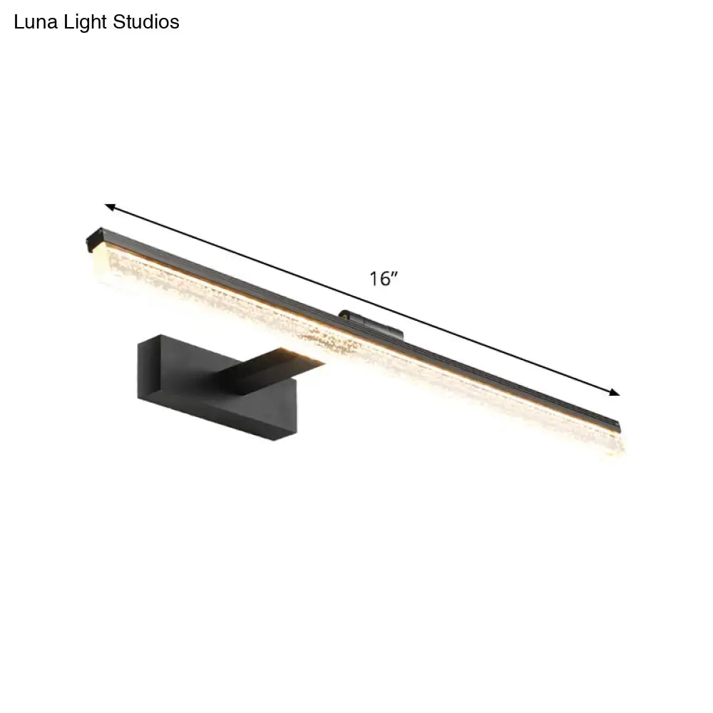 Modern black led wall light bathroom vanity with frosted shade