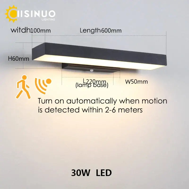 Modern black led wall light dusk dawn motion sensor outdoor sconce