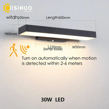 Modern black led wall light dusk dawn motion sensor outdoor sconce