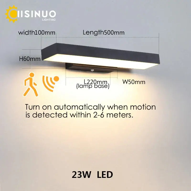 Modern black led wall light dusk dawn motion sensor outdoor sconce