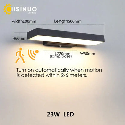 Modern black led wall light dusk dawn motion sensor outdoor sconce