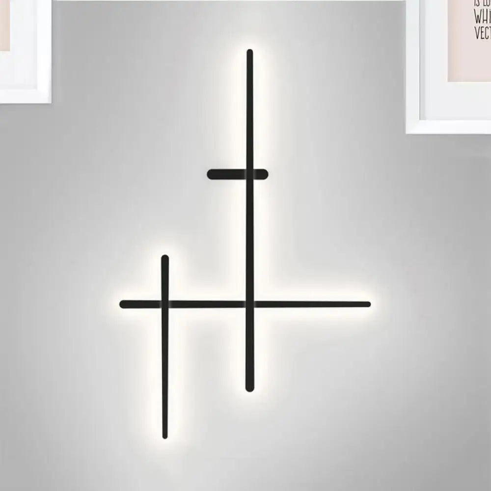 Modern black led wall light living room crossed lines bulb included
