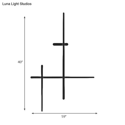 Modern black led wall light living room crossed lines bulb included