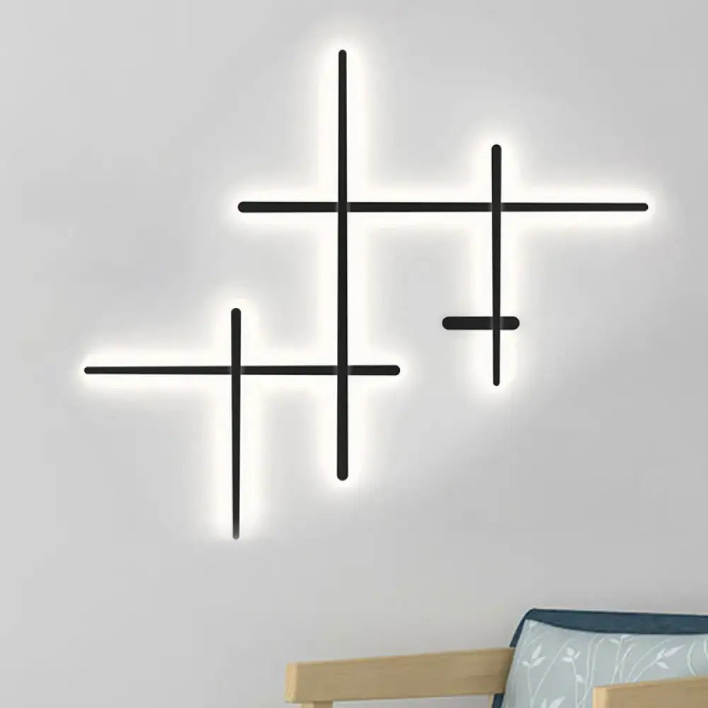 Modern black led wall light living room crossed lines bulb included