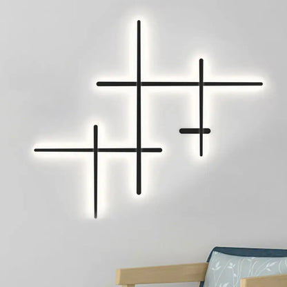 Modern black led wall light living room crossed lines bulb included