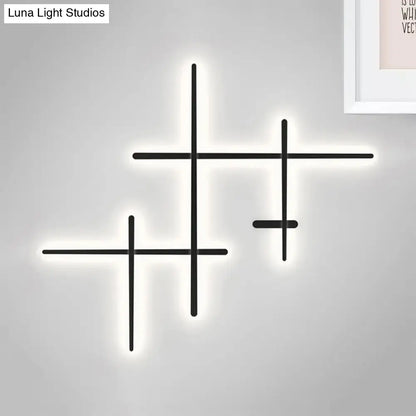 Modern black led wall light living room crossed lines bulb included