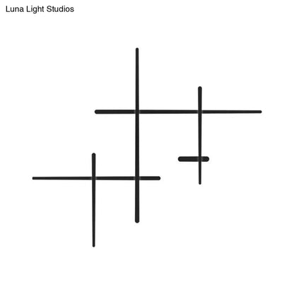 Modern black led wall light living room crossed lines bulb included