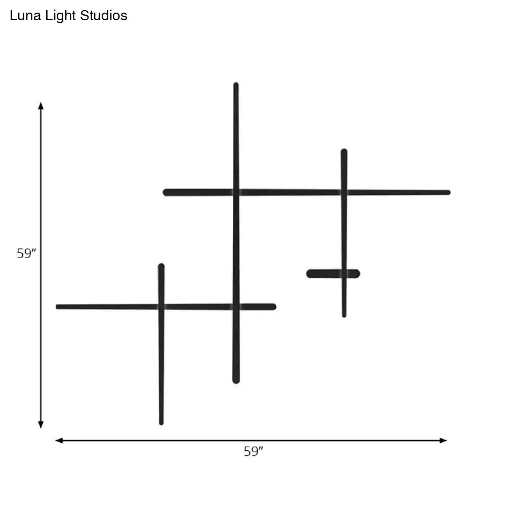 Modern black led wall light living room crossed lines bulb included