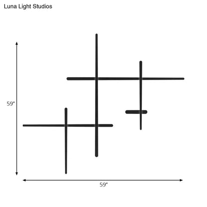 Modern black led wall light living room crossed lines bulb included