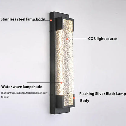 Modern black led wall sconce garden textured amber glass light