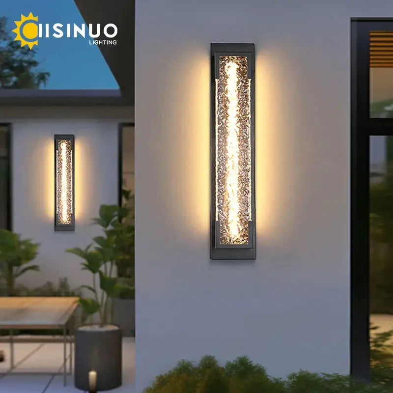 Modern black led wall sconce garden textured amber glass light