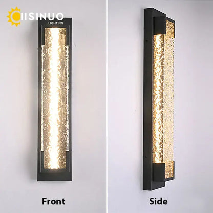 Modern black led wall sconce garden textured amber glass light