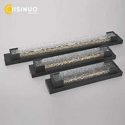 Modern black led wall sconce garden textured amber glass light