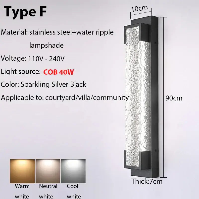Modern black led wall sconce garden textured amber glass light