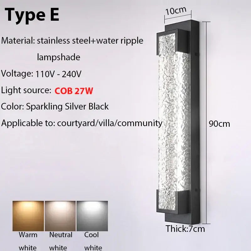 Modern black led wall sconce garden textured amber glass light