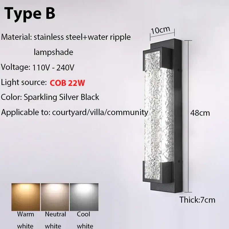 Modern black led wall sconce garden textured amber glass light