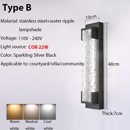 Modern black led wall sconce garden textured amber glass light
