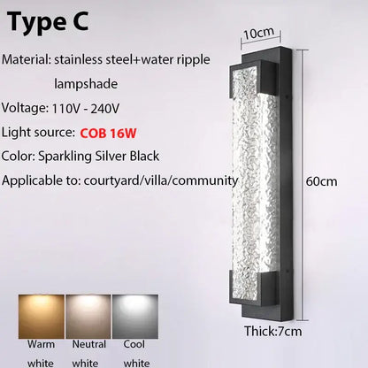 Modern black led wall sconce garden textured amber glass light