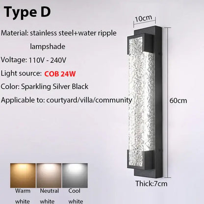 Modern black led wall sconce garden textured amber glass light