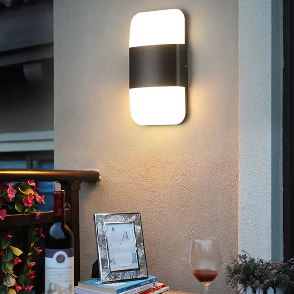 DecorBites™ Modern Black LED Wall Sconce Light: Rectangular Metal Fixture, Warm/White Glow