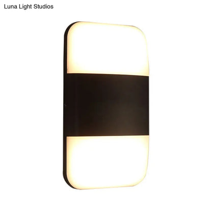 DecorBites™ Modern Black LED Wall Sconce Light: Rectangular Metal Fixture, Warm/White Glow