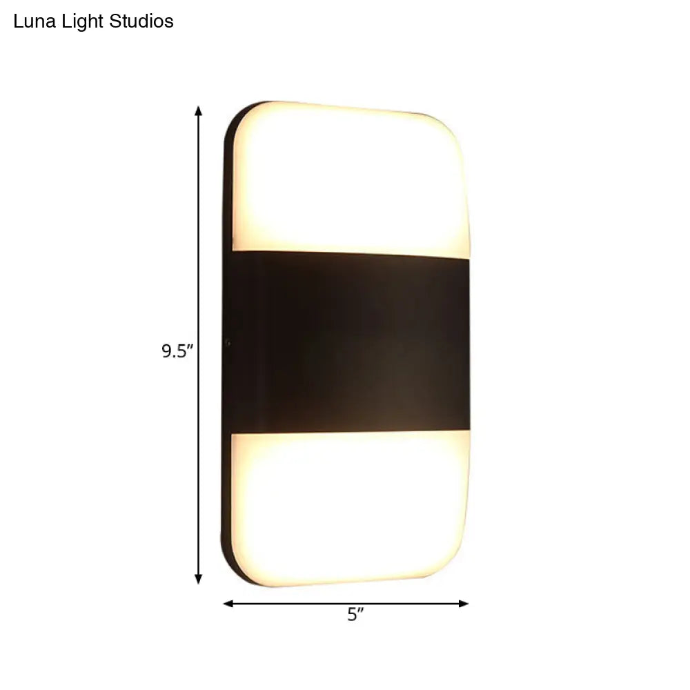 DecorBites™ Modern Black LED Wall Sconce Light: Rectangular Metal Fixture, Warm/White Glow