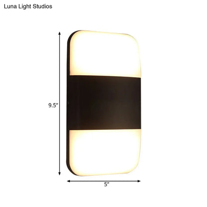 DecorBites™ Modern Black LED Wall Sconce Light: Rectangular Metal Fixture, Warm/White Glow