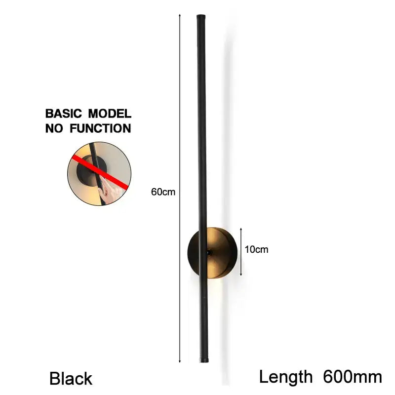 Modern black led wall sconce with dimmable touch switch for bedroom