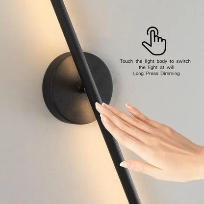 Modern black led wall sconce with dimmable touch switch for bedroom