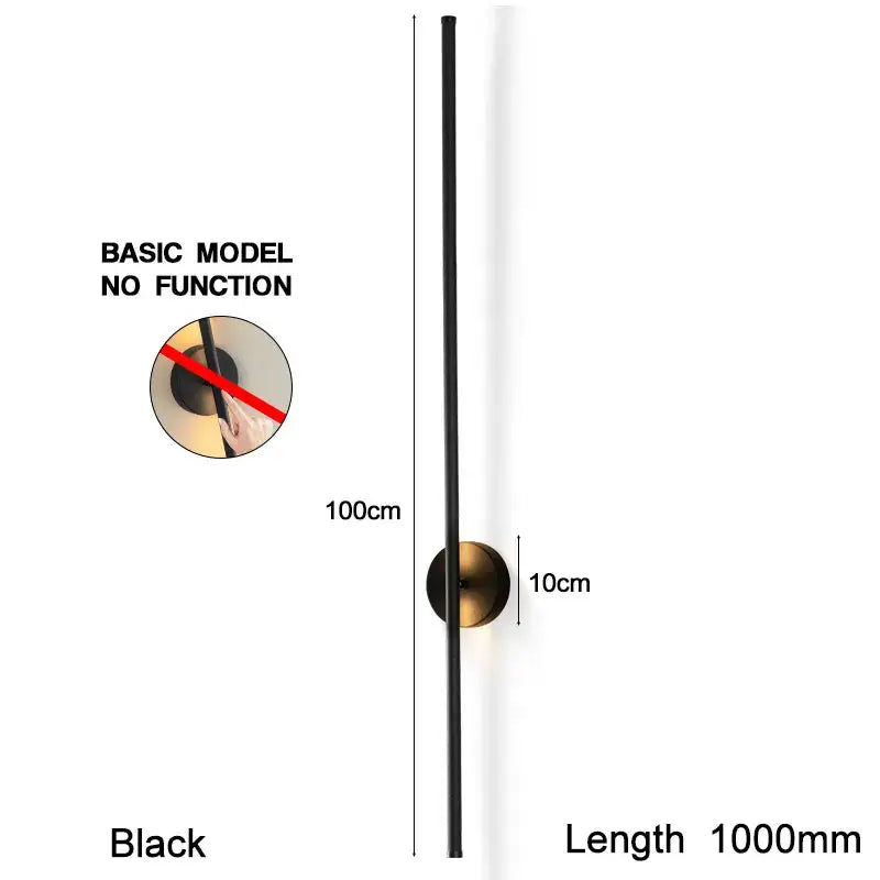 Modern black led wall sconce with dimmable touch switch for bedroom