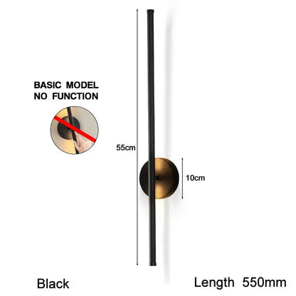 Modern black led wall sconce with dimmable touch switch for bedroom