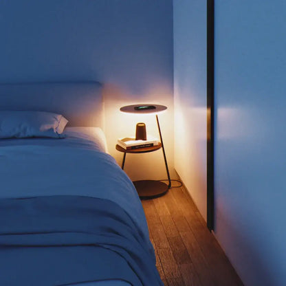 Modern black led wood shelf floor lamp living room