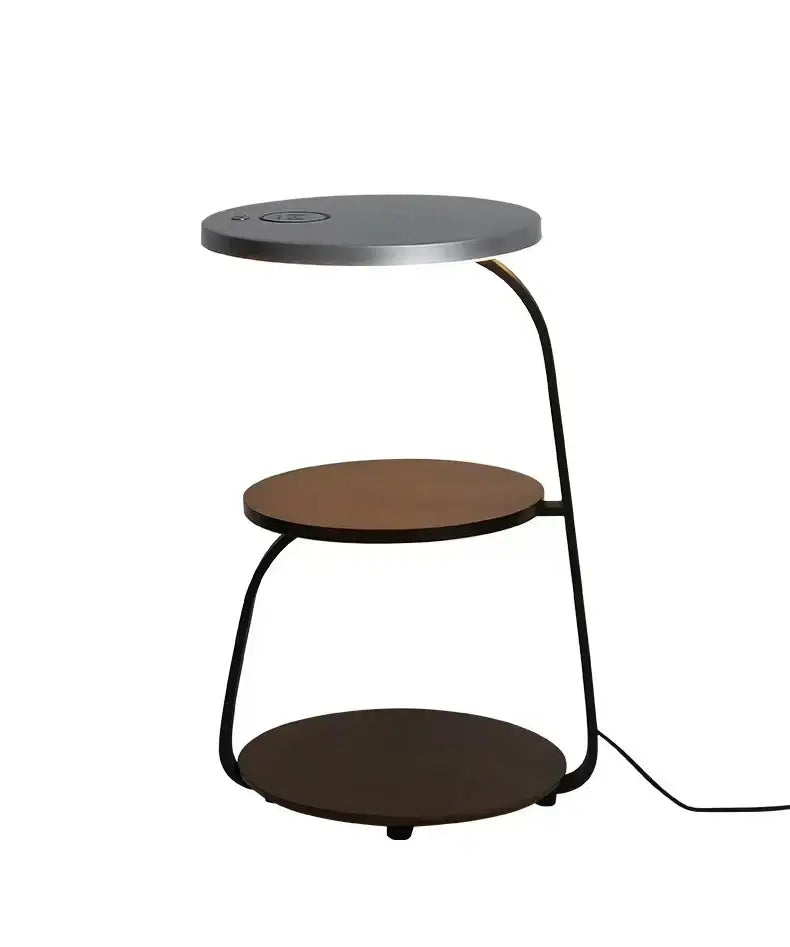 Modern black led wood shelf floor lamp living room