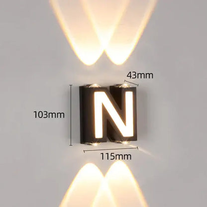 Modern black letter led wall lamp garden waterproof sconce