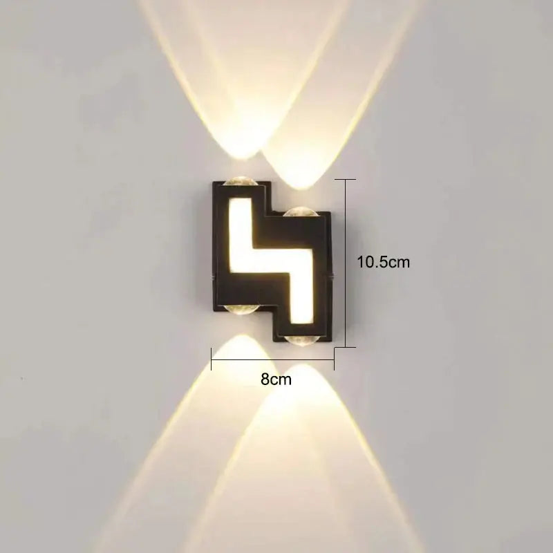 Modern black letter led wall lamp garden waterproof sconce