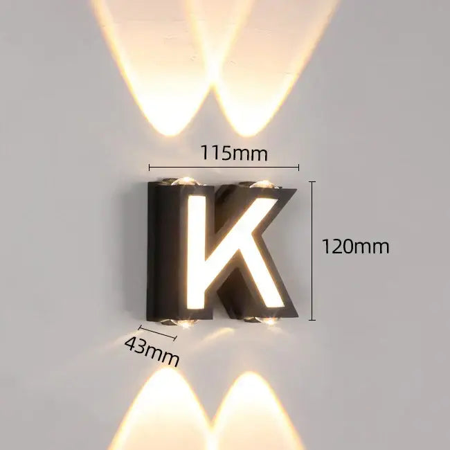 Modern black letter led wall lamp garden waterproof sconce