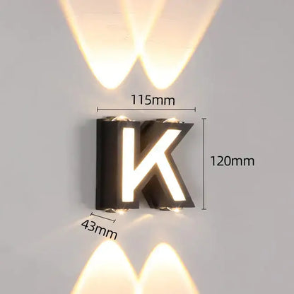 Modern black letter led wall lamp garden waterproof sconce