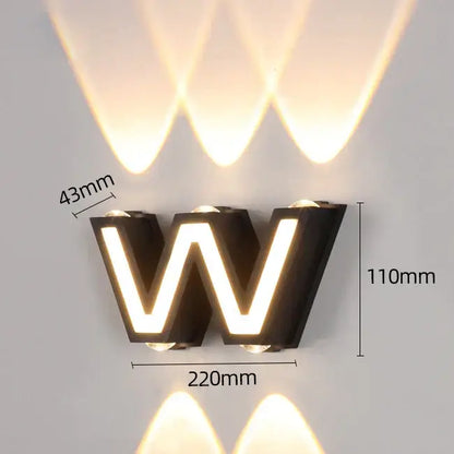 Modern black letter led wall lamp garden waterproof sconce
