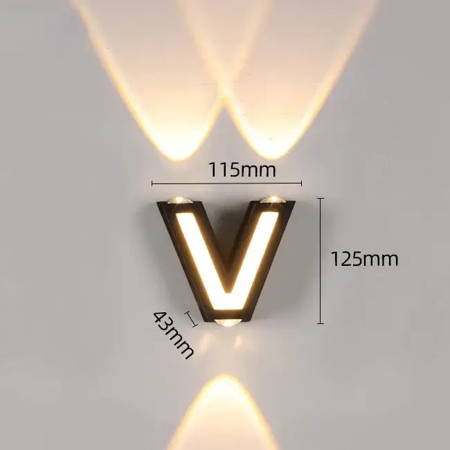 Modern black letter led wall lamp garden waterproof sconce