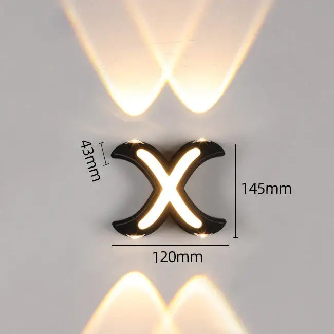 Modern black letter led wall lamp garden waterproof sconce