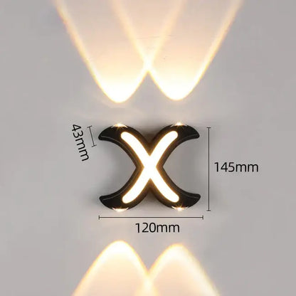 Modern black letter led wall lamp garden waterproof sconce