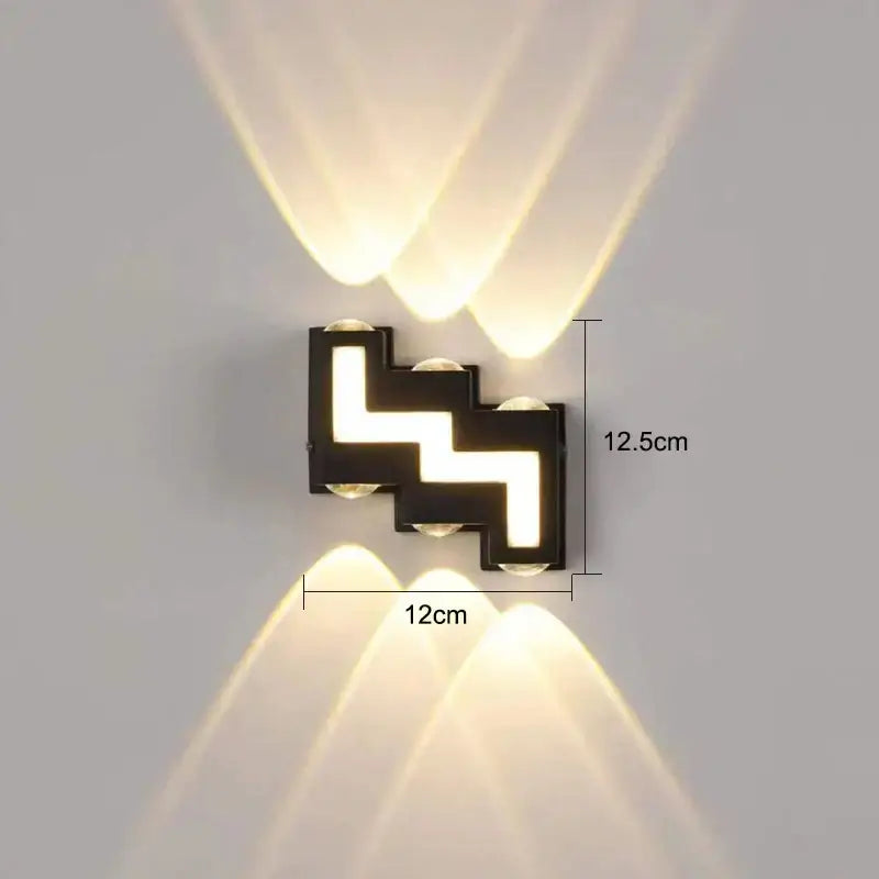 Modern black letter led wall lamp garden waterproof sconce