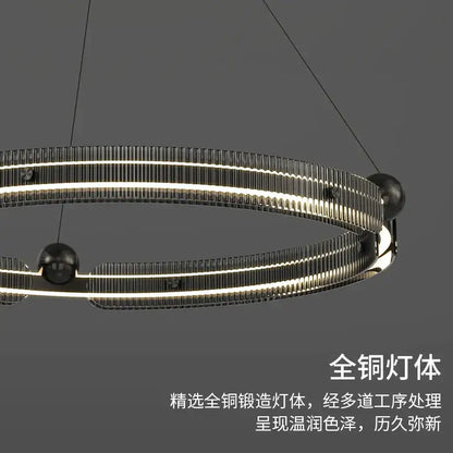 Modern black light luxury circle led chandelier living room pendant