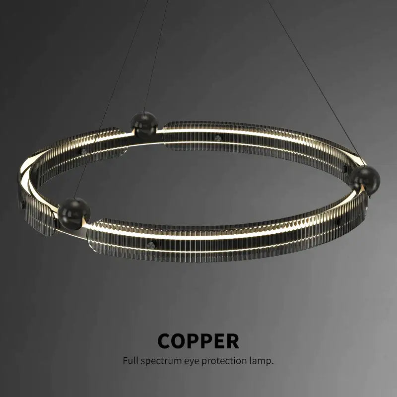 Modern black light luxury circle led chandelier living room pendant