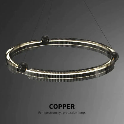 Modern black light luxury circle led chandelier living room pendant