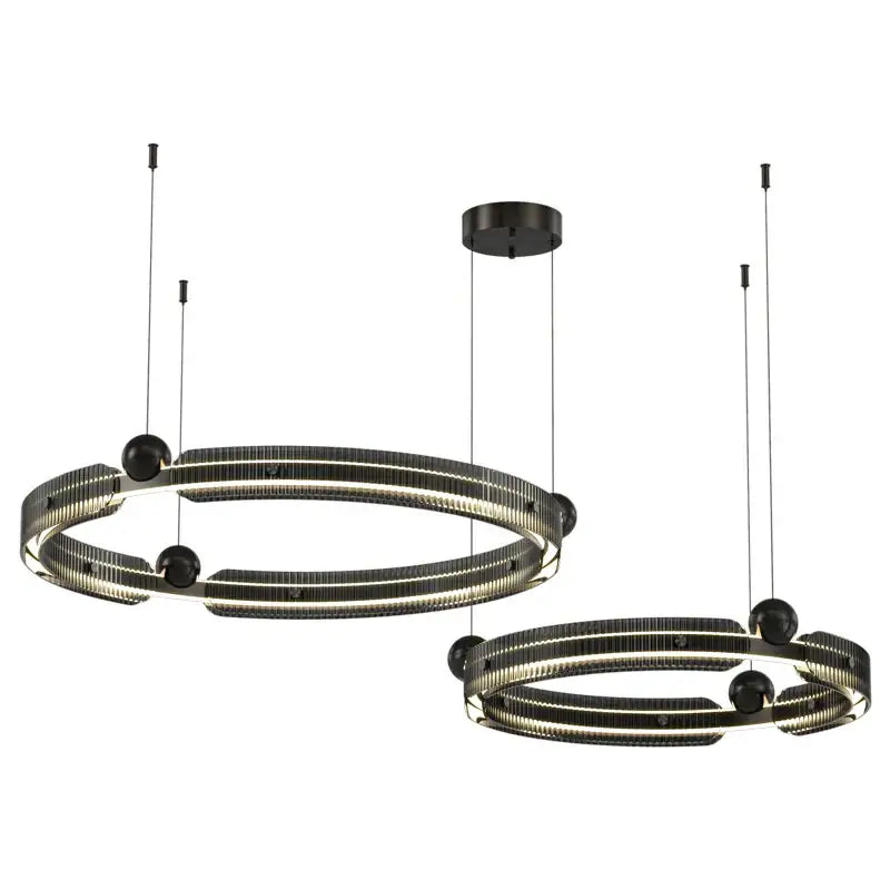 Modern black light luxury circle led chandelier living room pendant