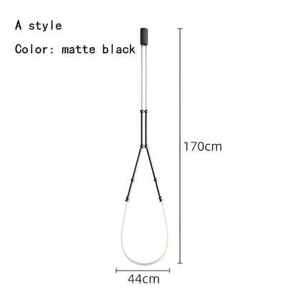 Modern black line chandelier dining room led light strands