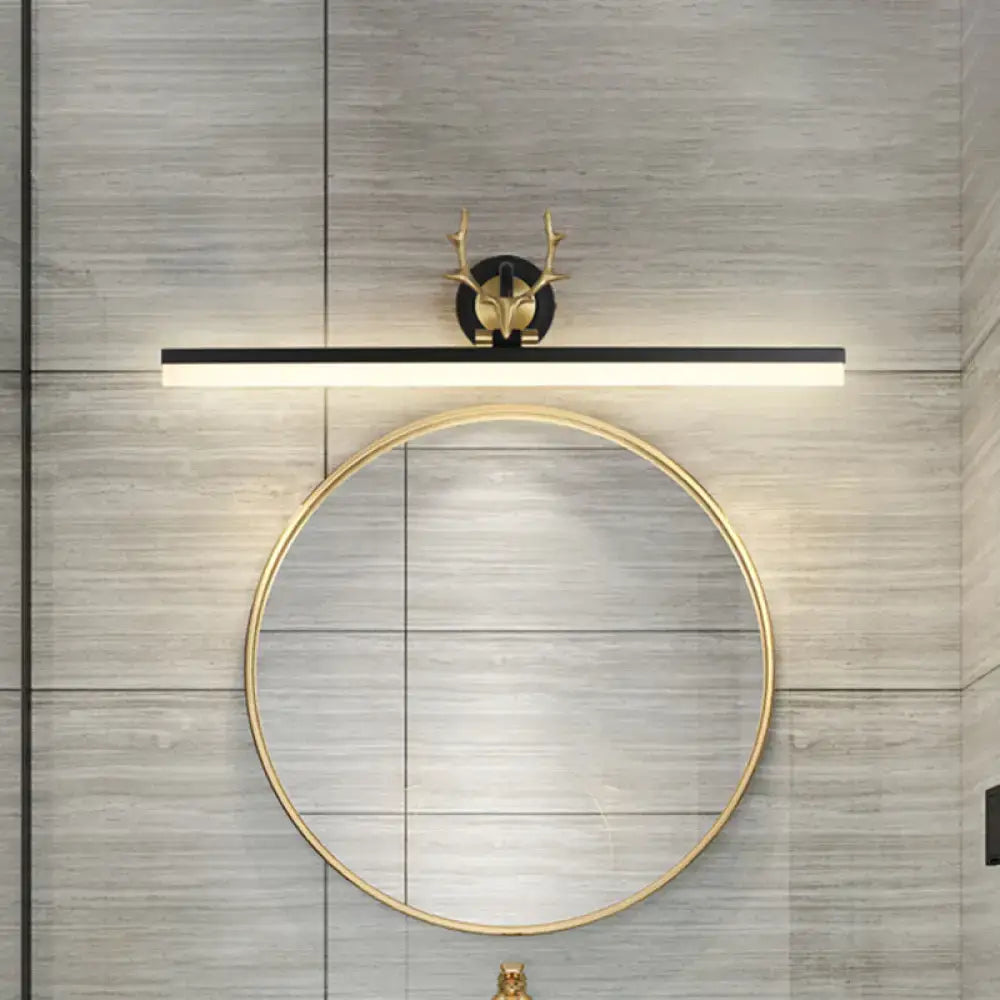 Modern black linear deer vanity light warm white bathroom lamp